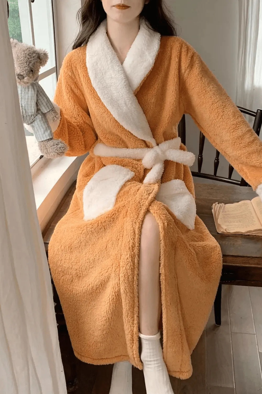 Peignoir long pour femme style cocooning hiver