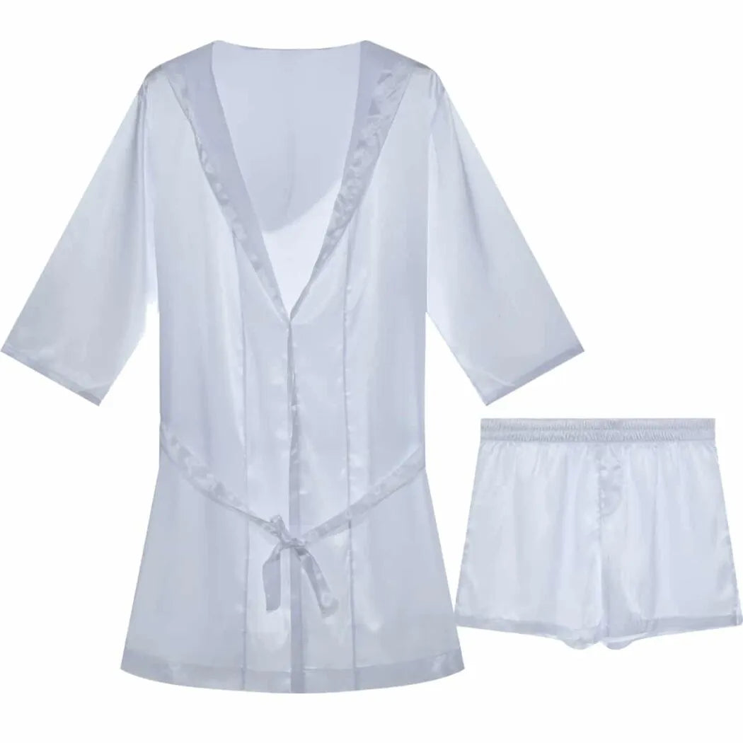 Peignoir luxueux à capuche avec short pour détente blanc / m Peignoir et bain