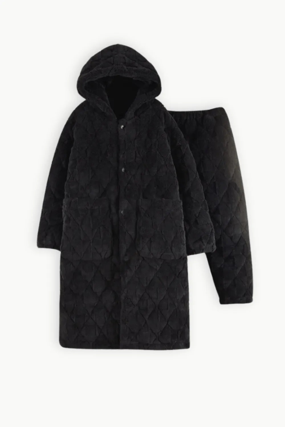 Peignoir noir élégant pour soirées d'hiver