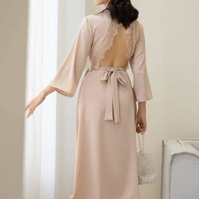 Peignoir mariage dos nu élégant pour lune de miel Peignoir et bain