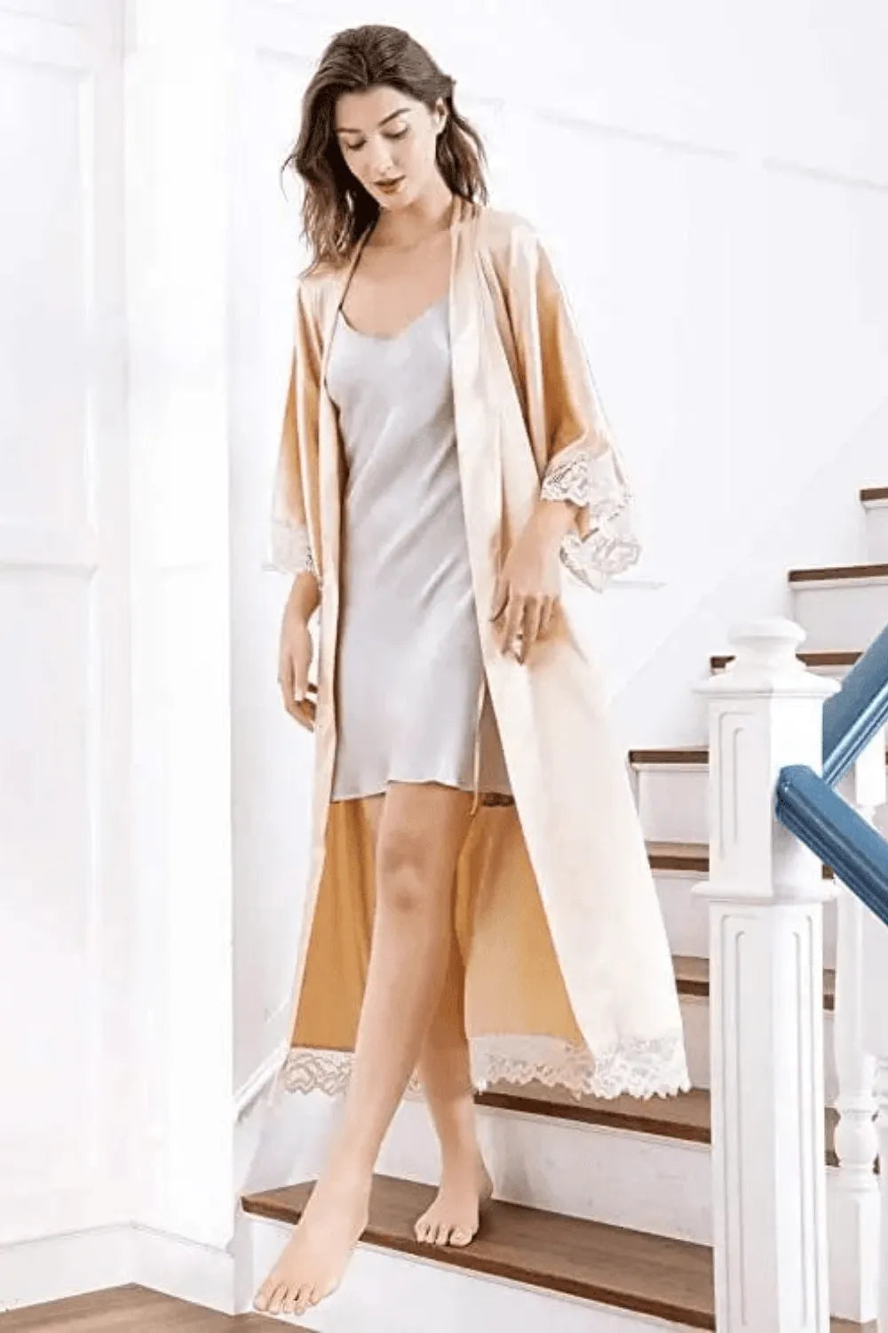 Peignoir élégant pour mariée ambiance romantique