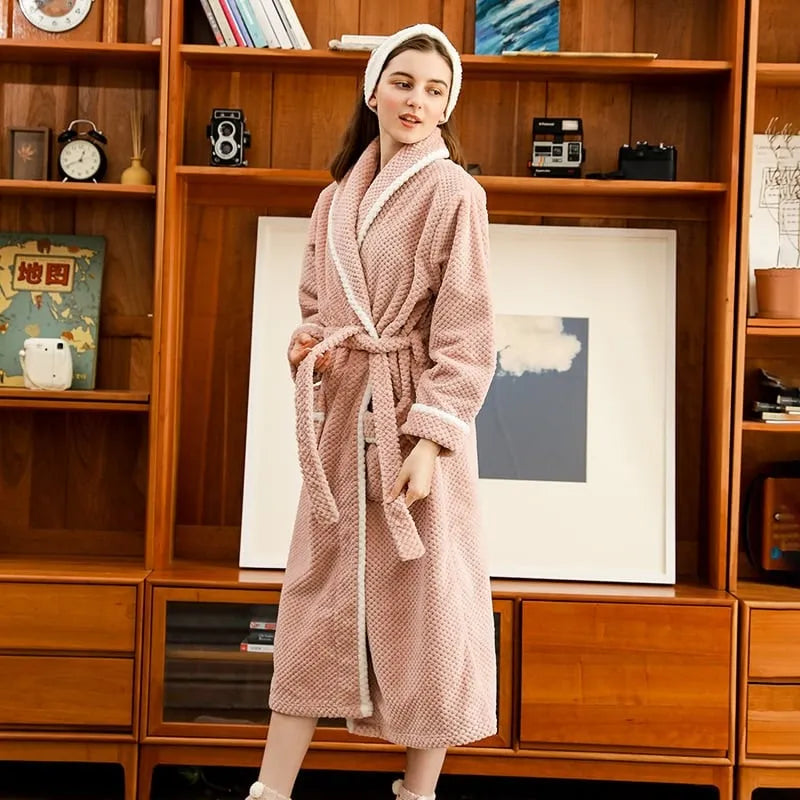 Peignoir molleton doux nuit cocooning femme rose / L (50-65kg) Peignoir et bain