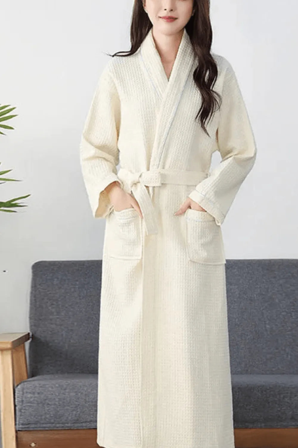 Peignoir luxe nid d'abeille pour moments cocooning