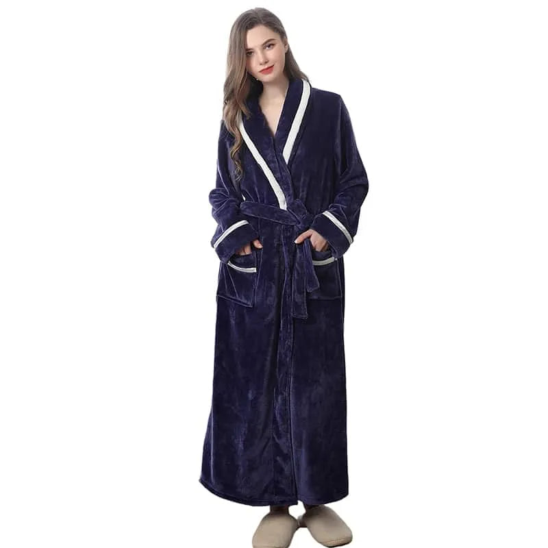 Peignoir polaire doux et chaud pour cocooning femme bleu / m Peignoir et bain