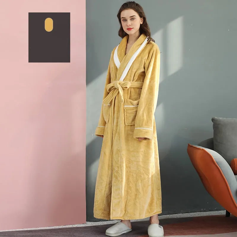 Peignoir polaire doux et chaud pour cocooning femme jaune / m Peignoir et bain