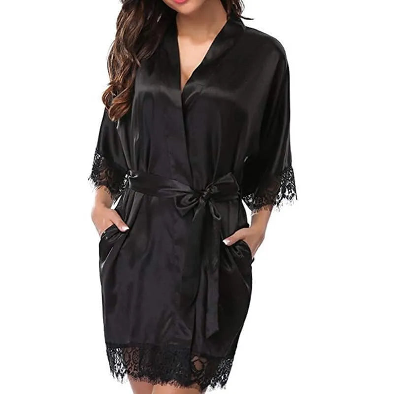 Peignoir raffiné et élégant pour femmes sensuelles noir / s Peignoir et bain