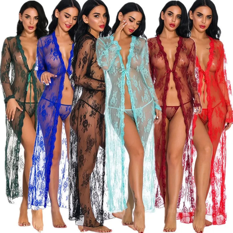 Peignoir romantiques élégant en dentelle pour soirées Peignoir et bain
