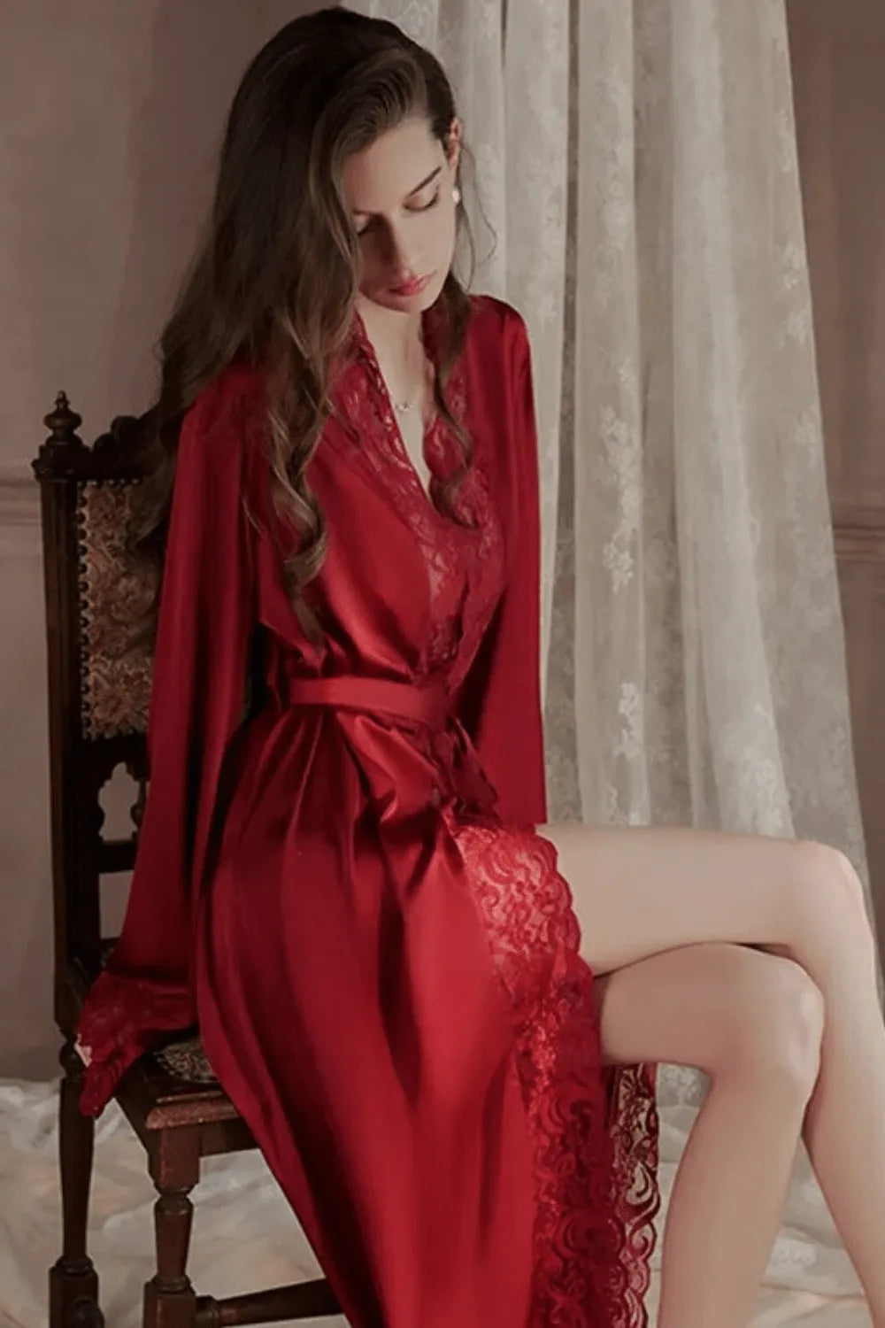 Peignoir élégant long pour soirées détente