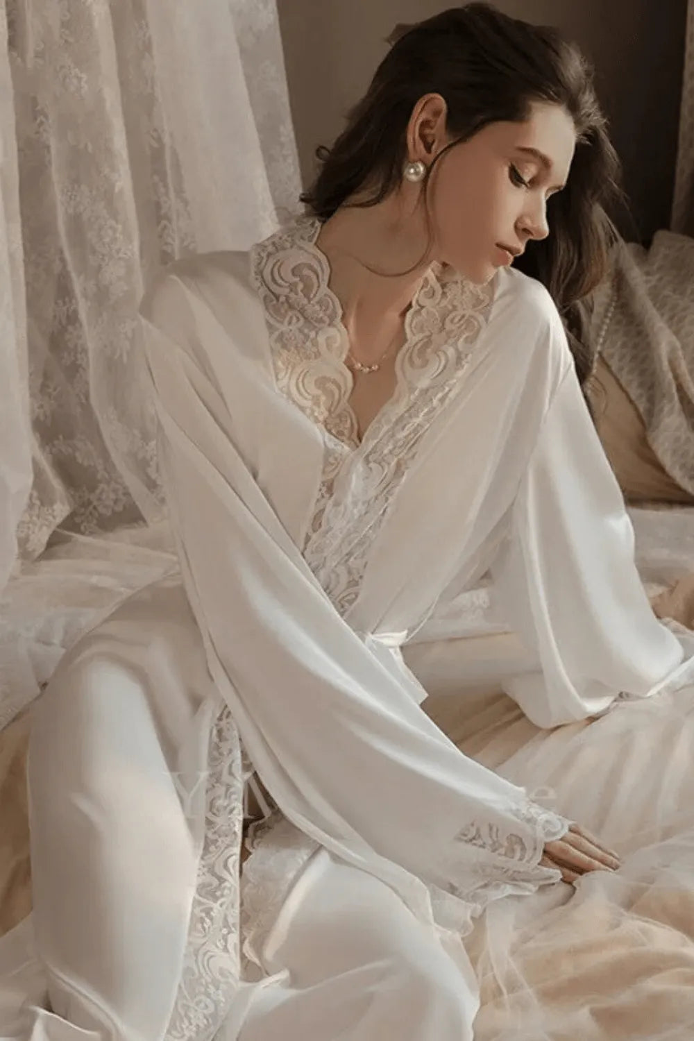 Peignoir élégant long pour soirées détente