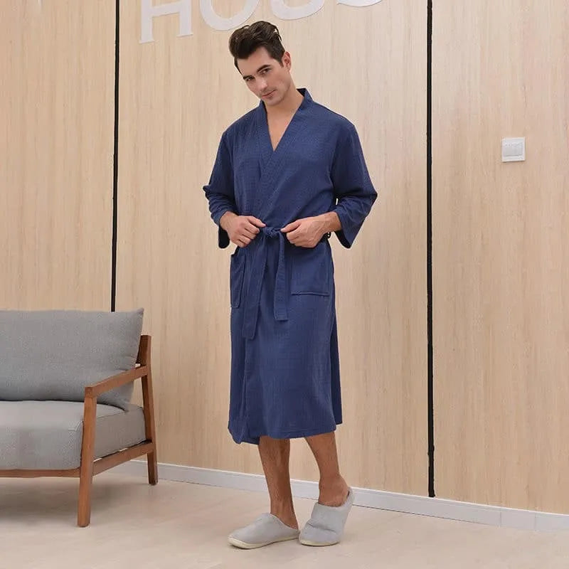 Peignoir séchage rapide nid d'abeille unisexe bleu / m Peignoir et bain