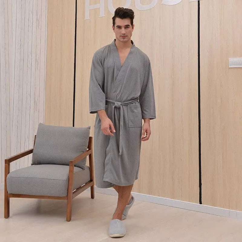 Peignoir séchage rapide nid d'abeille unisexe Peignoir et bain