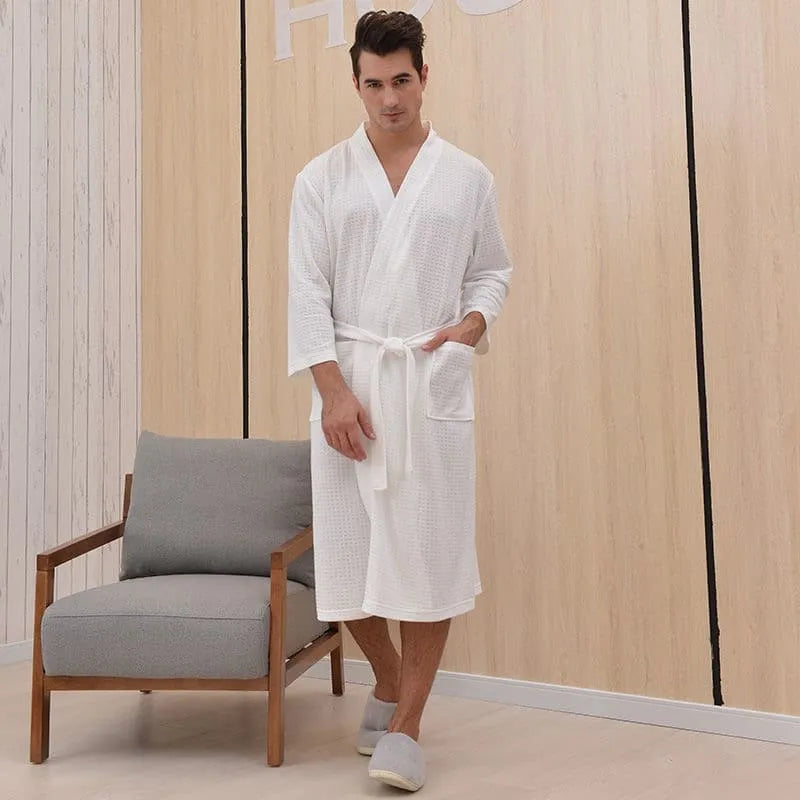 Peignoir séchage rapide nid d'abeille unisexe Peignoir et bain