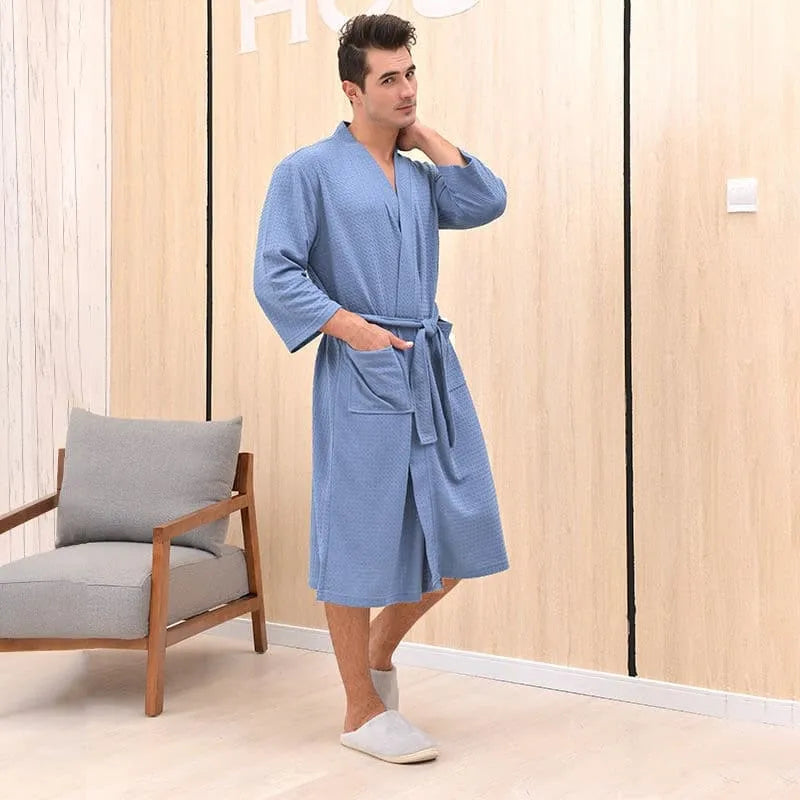 Peignoir séchage rapide nid d'abeille unisexe Peignoir et bain