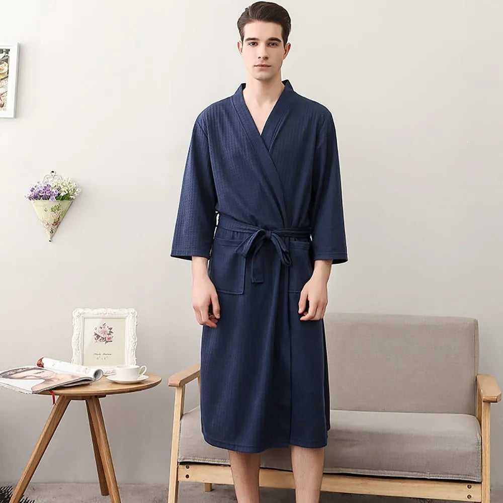 Peignoir séchage rapide nid d'abeille unisexe Peignoir et bain
