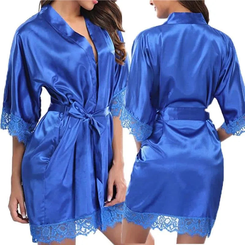 Peignoir séduisant en satin et dentelle pour femme Peignoir et bain