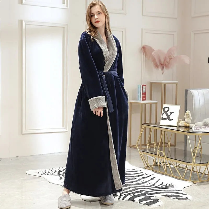 Peignoir thermique en fourrure pour femme cocooning bleu / m Peignoir et bain