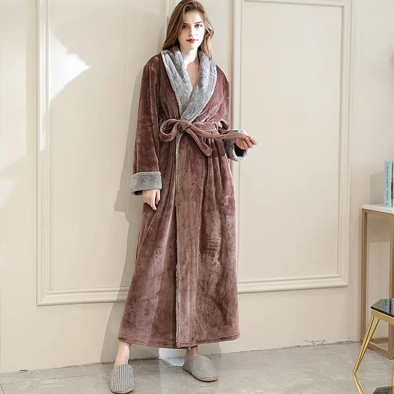 Peignoir thermique en fourrure pour femme cocooning marron / m Peignoir et bain
