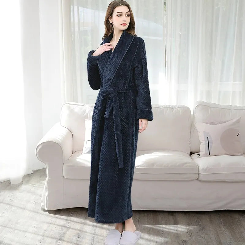 Peignoir thermique oversize femme confort hivernal bleu / m Peignoir et bain