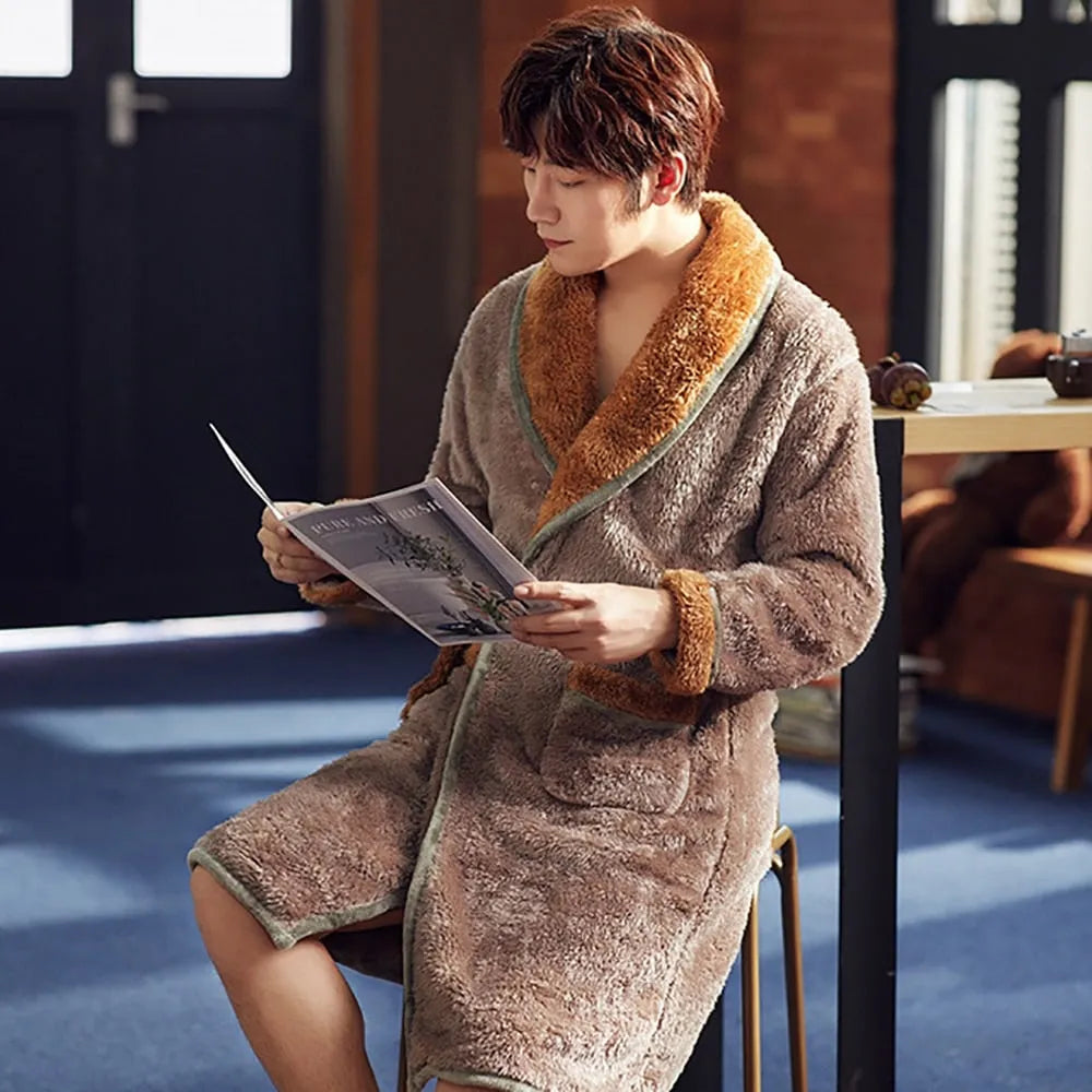 Peignoir tricolore doux et confortable pour l'hiver Peignoir et bain