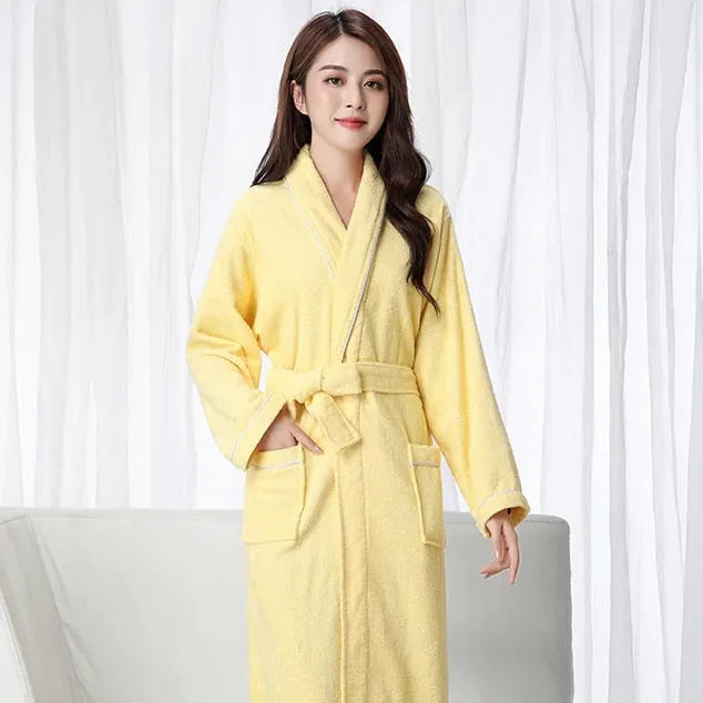 Peignoir ultra long coton éponge confort maison jaune / m Peignoir et bain