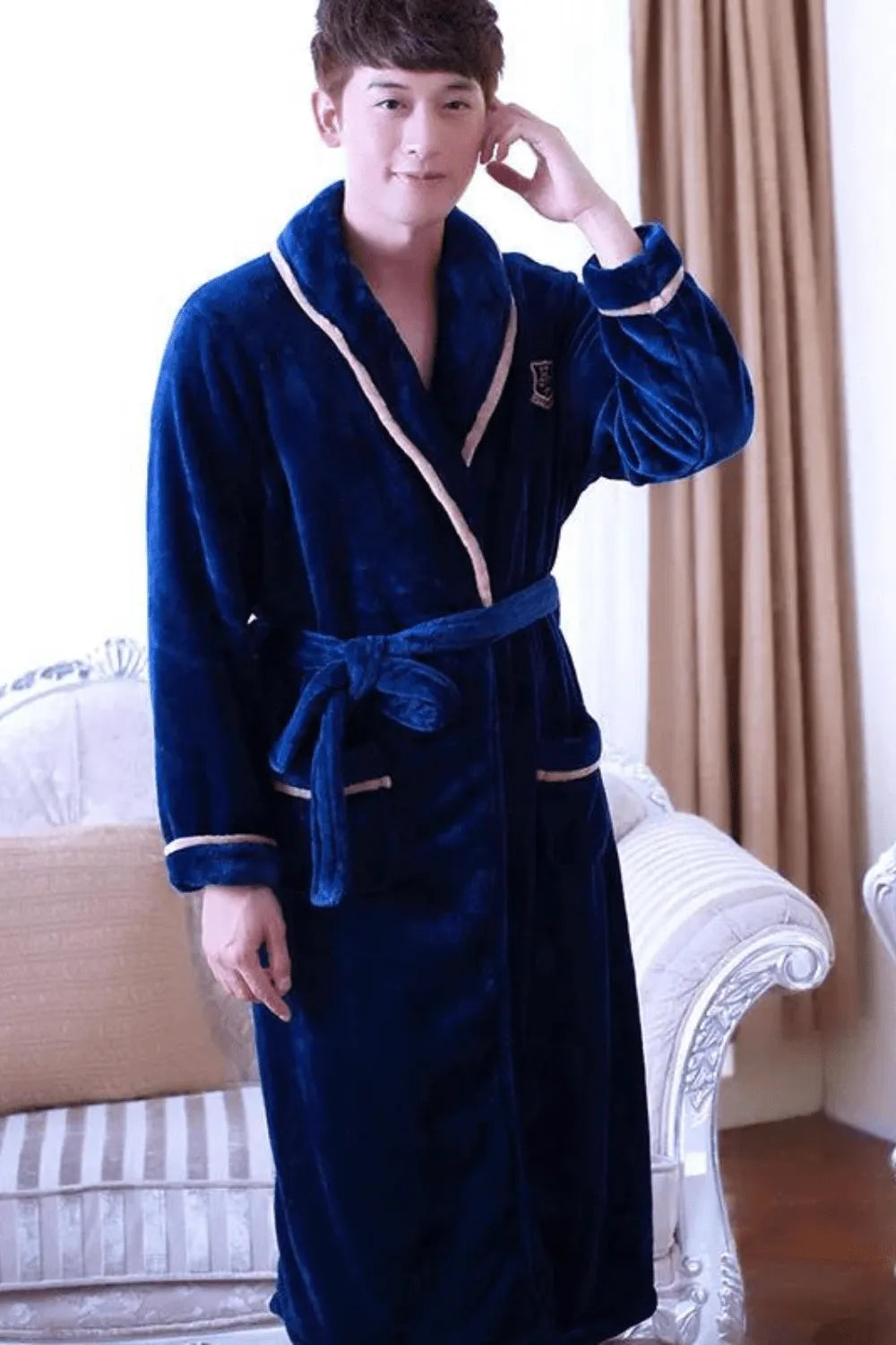 Peignoir velours élégant pour homme