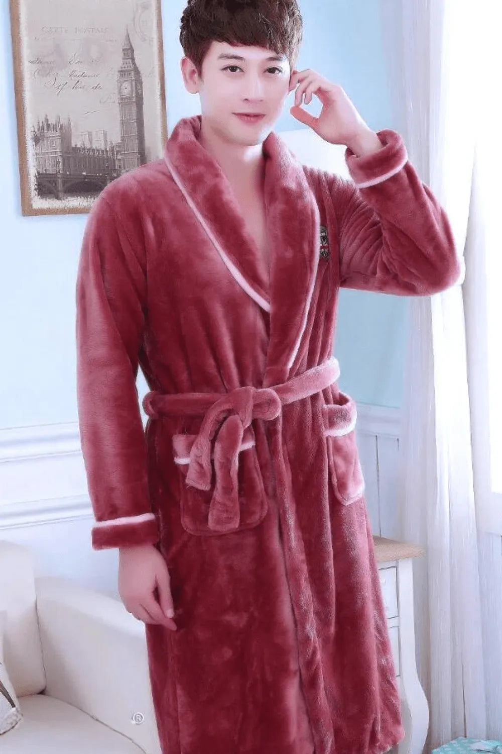 Peignoir velours élégant pour homme