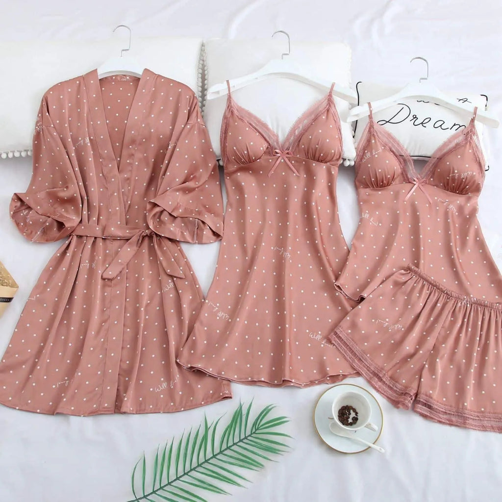 Peignoir vintage à pois chic pour femme Peignoir et bain