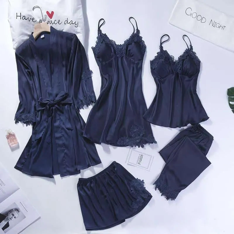 Peignoir vintage monochrome élégant pour femme bleu-fonce / s Peignoir et bain