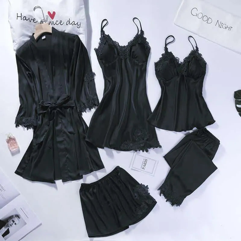 Peignoir vintage monochrome élégant pour femme noir / s Peignoir et bain
